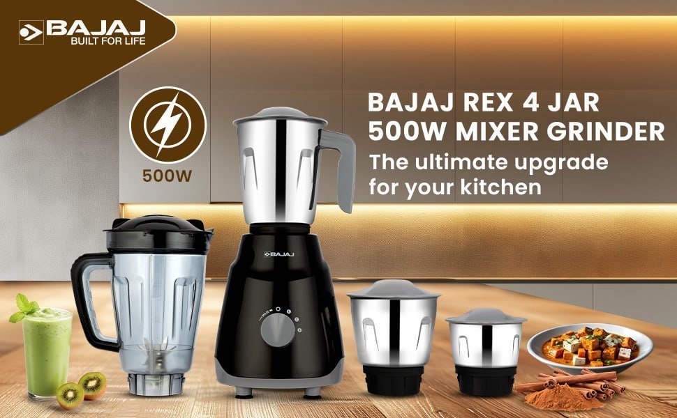 Bajaj Rex Ninja Series 4 Jar 500w Mixer Grind