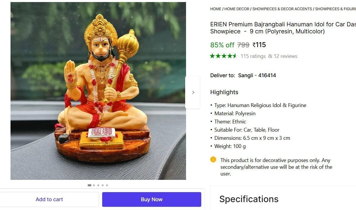 Bajrangbali Hanuman Idol For Car Dashboard 11