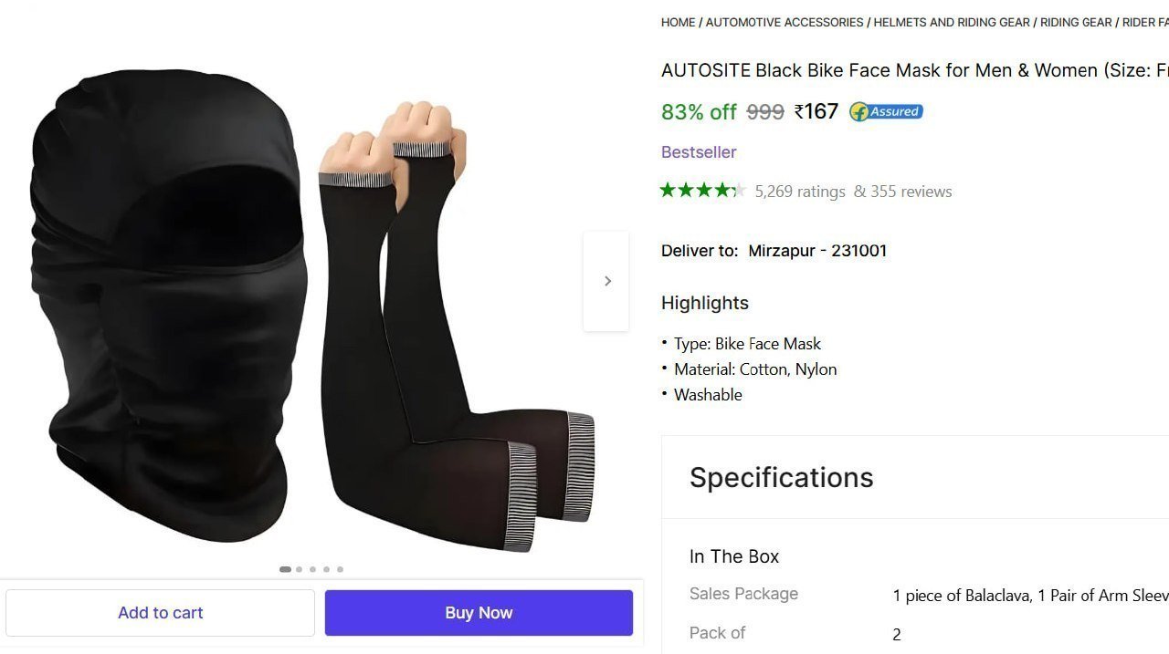 Balaclava 1 Pair Of Arm Sleeves 167