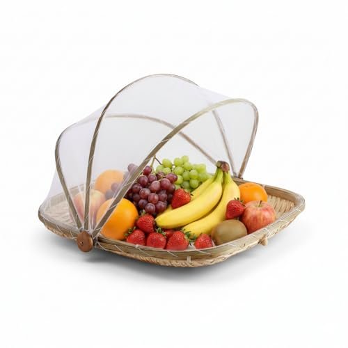Bamboo Basket With Lid Fruit Basket -multipurpose 