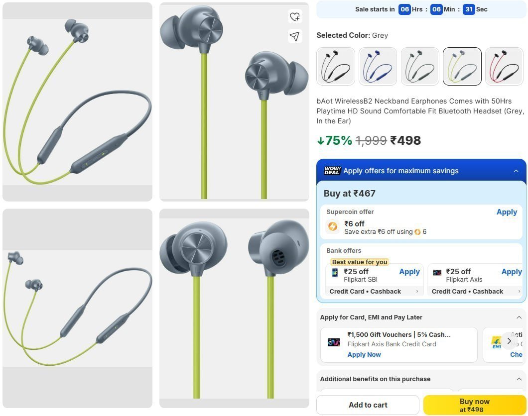 Baot Wirelessb2 Neckband Earphones Comes 498
