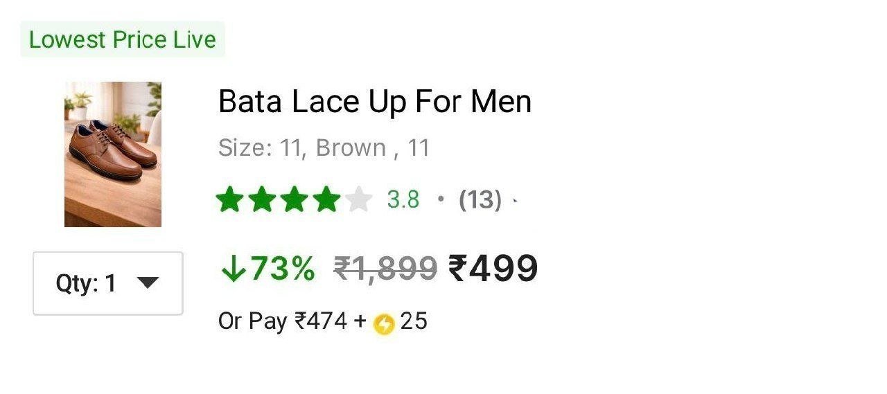 Bata Lace Up For Men For 499