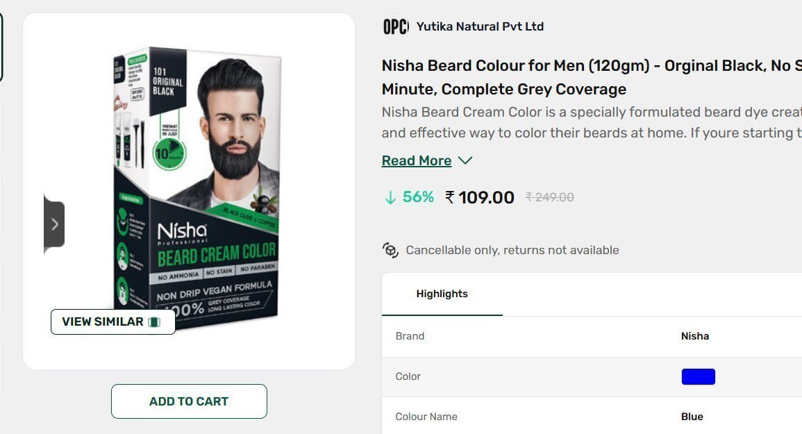 Beard Colour For Men (120gm) 109