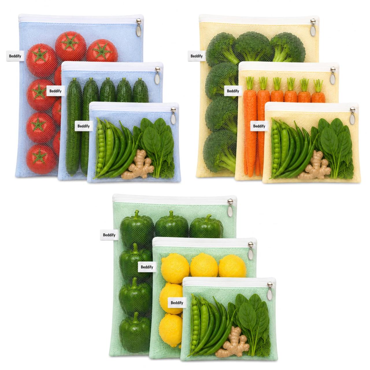 Beddify Set Of 9 Reusable Fridge Storage Bags