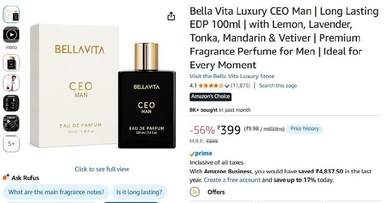 Bella Vita Luxury Ceo Man Edp 100 Ml 399