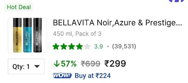 Bellavita Unisex Deodorant Combo (150ml X 3) 