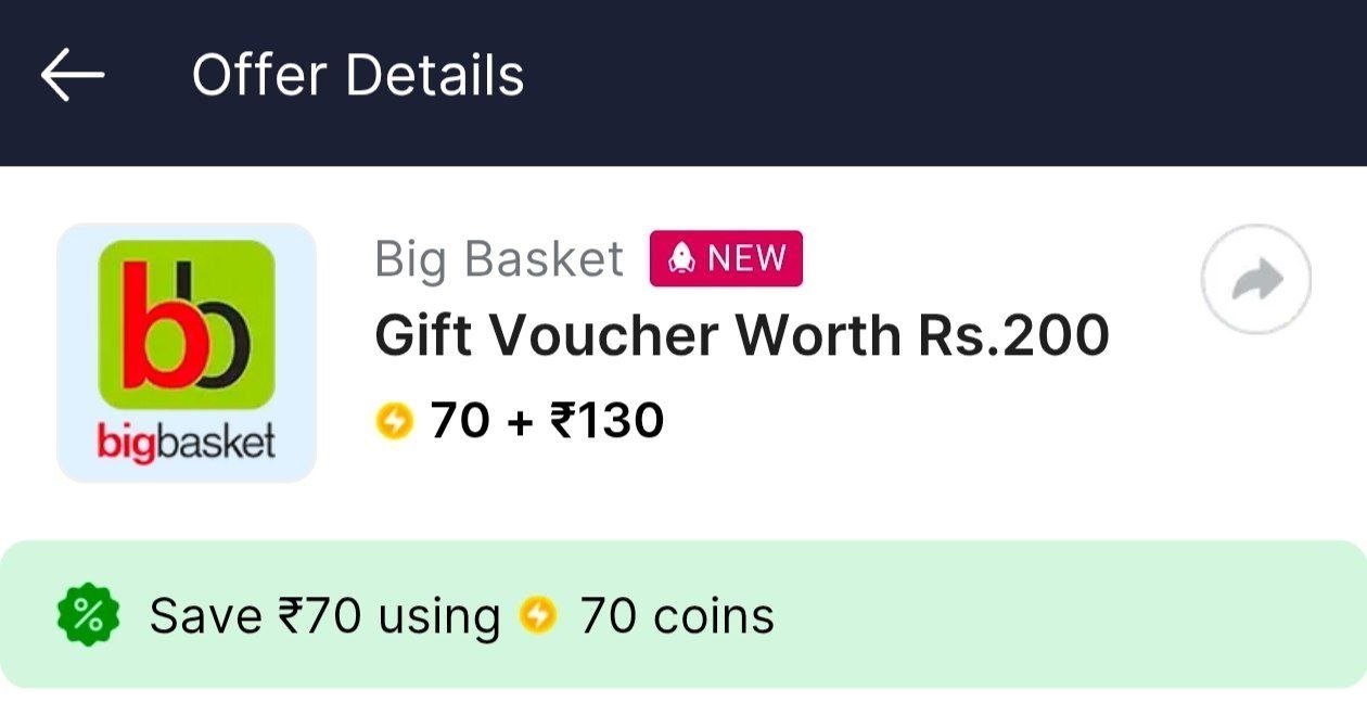 Bigbasket Gift Cards At 35 Use Your Flipkart 