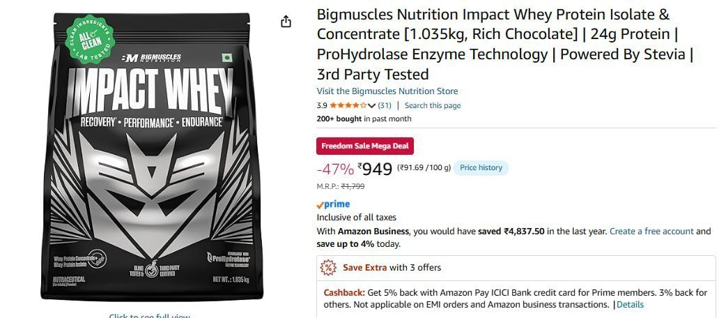 Bigmuscles Nutrition Impact Whey Protein 1 Kg