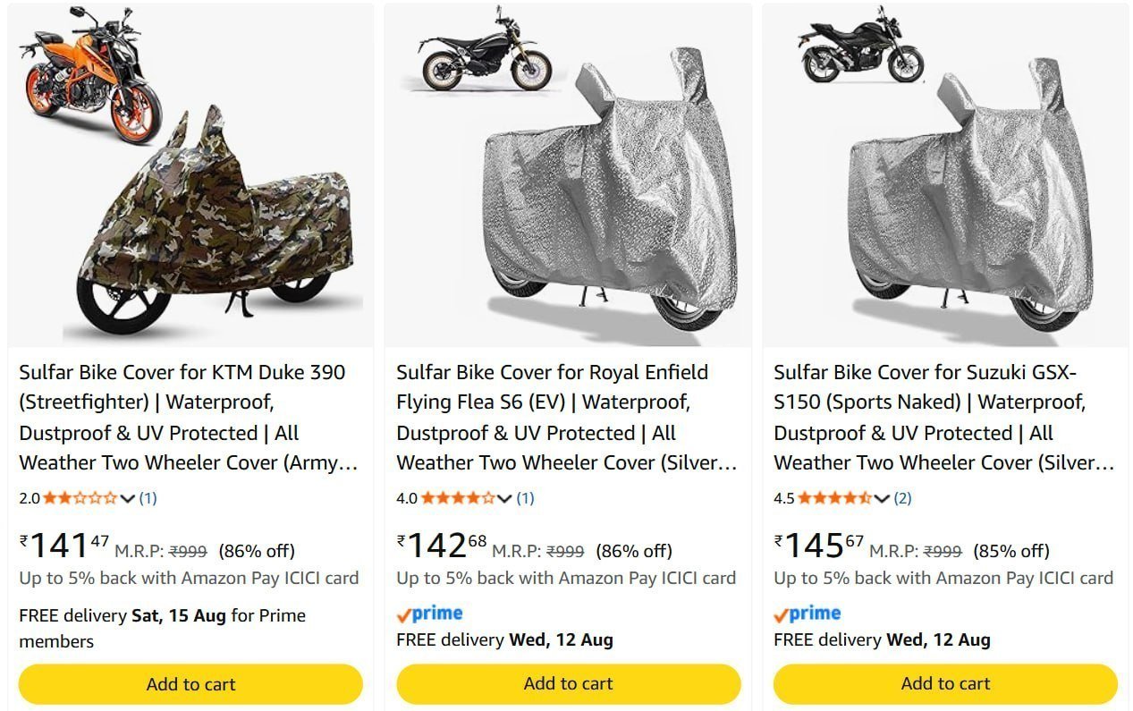 Bike Body Covers Starts 141