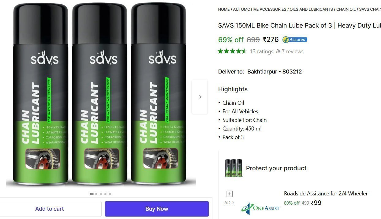 Bike Chain Lube (450 Ml Pack Of 3) 276