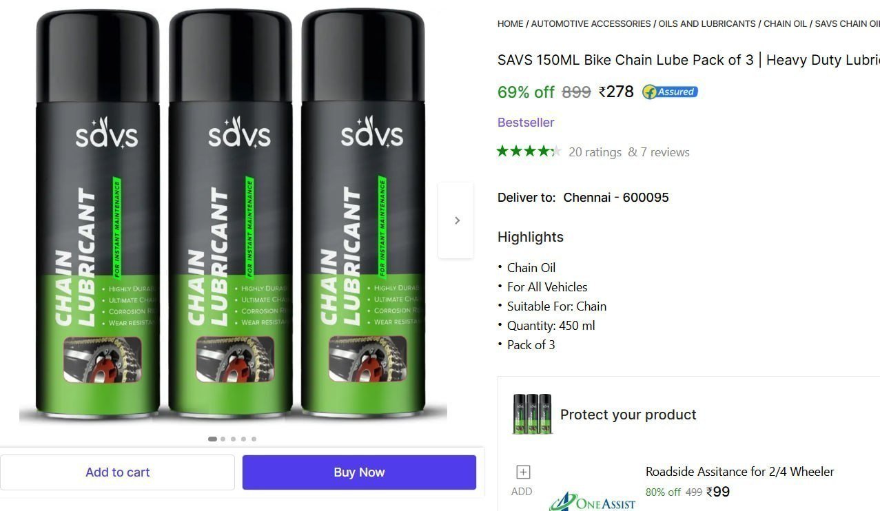 Bike Chain Lube (450 Ml Pack Of 3) 278