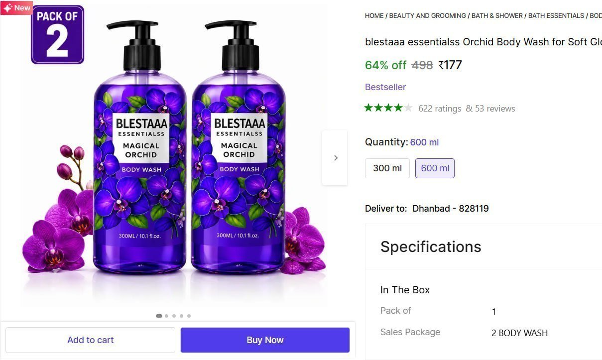 Blestaaa Essentialss Body Wash (600 Ml) 177