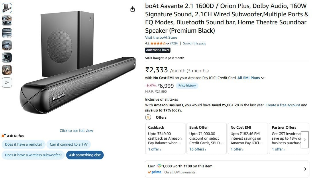 Boat Aavante 2 1 1600d Orion Plus Dolby 6999