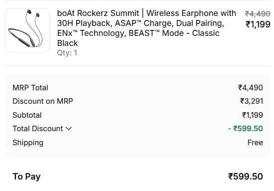 Boat Rockerz Summit Wireless Earphones 599 50