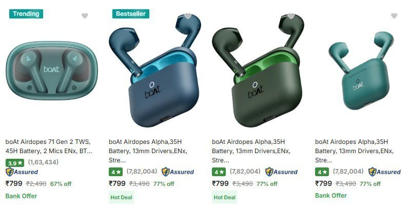 Boat Tws Earbuds Starts 799