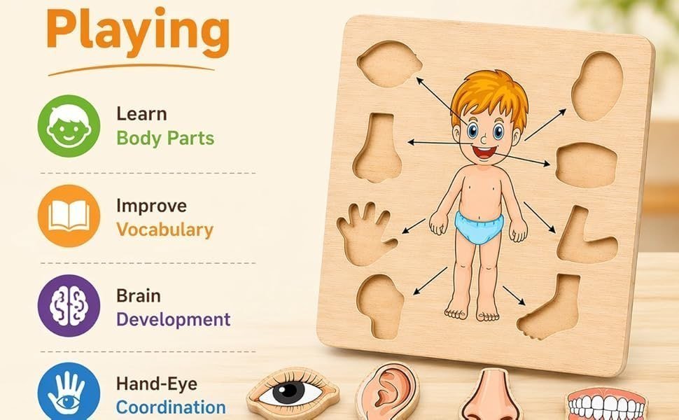 Body Part Puzzle Kids Wooden Toys 195
