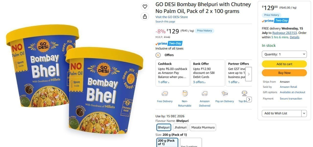 Bombay Bhelpuri (pack Of 2 X 100g) 129