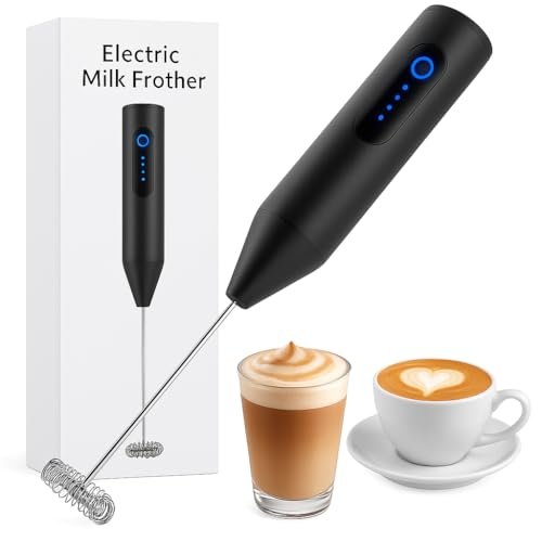 Bonsenkitchen Rechargeable Milk Frother Coffee Whisker With Dual Spring Tec