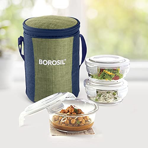 Borosil Ace Series Lunchbox With Bag 3pc Round Con