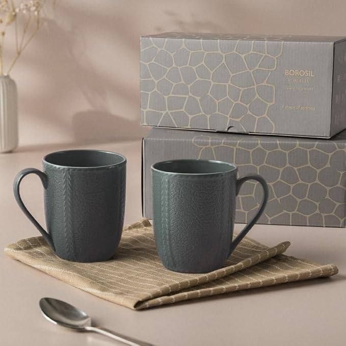 Borosil Porcelia 350 Ml X 2pc Tea Coffee Mug Set At Rs