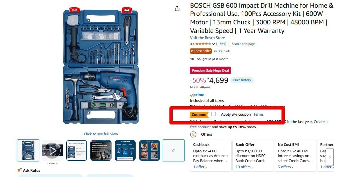 Bosch Gsb 600 Impact Drill Machine 4699
