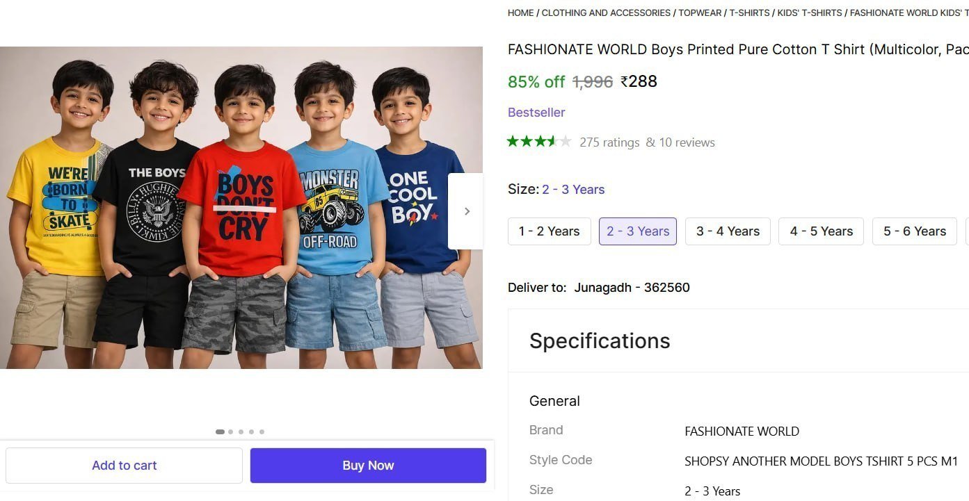 Boys Printed Pure Cotton T-shirt (multicolor 