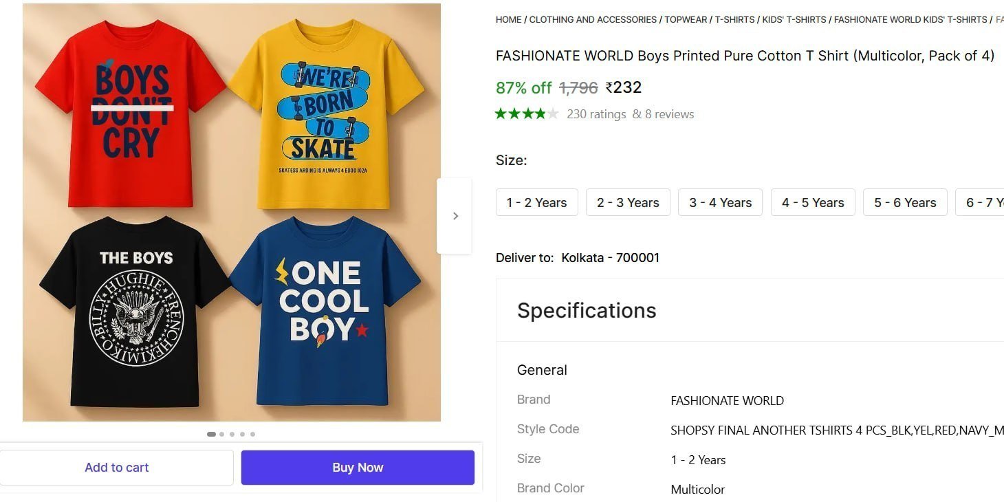 Boys Printed T-shirt (pack Of 4) 232