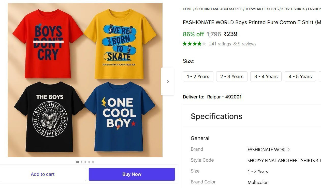 Boys Printed T-shirt (pack Of 4) 239