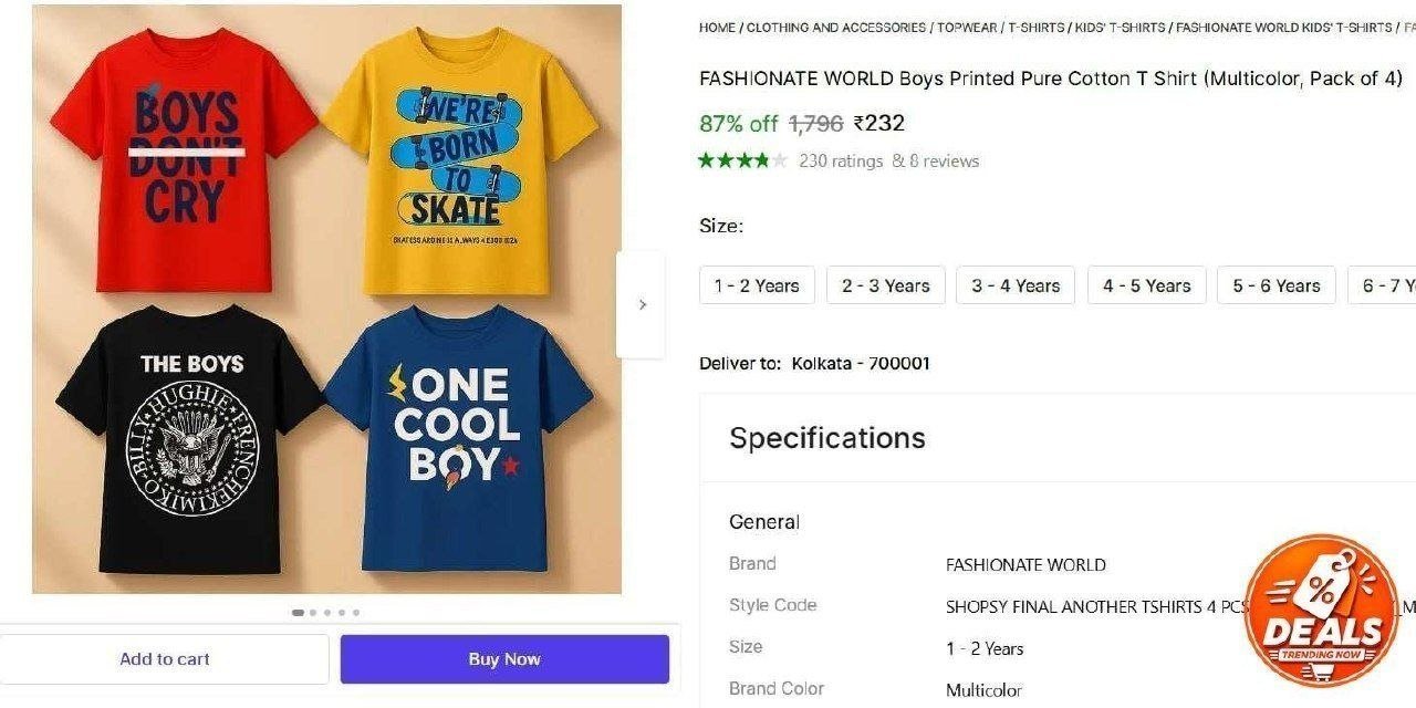 Boys Printed T-shirt (pack Of 4) At 232