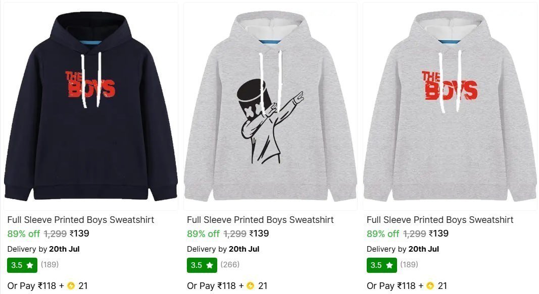 Boys Sweatshirts From 139