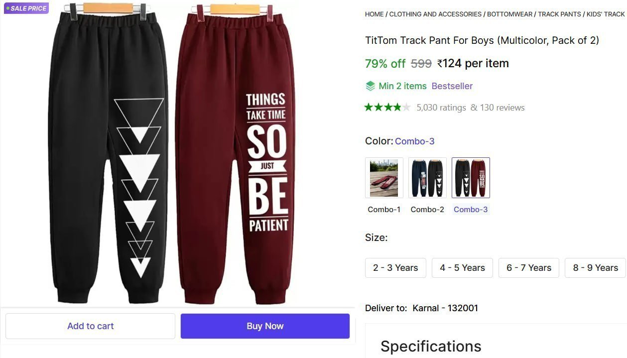 Boys Track Pants (pack Of 2) 124min Buy - 2
