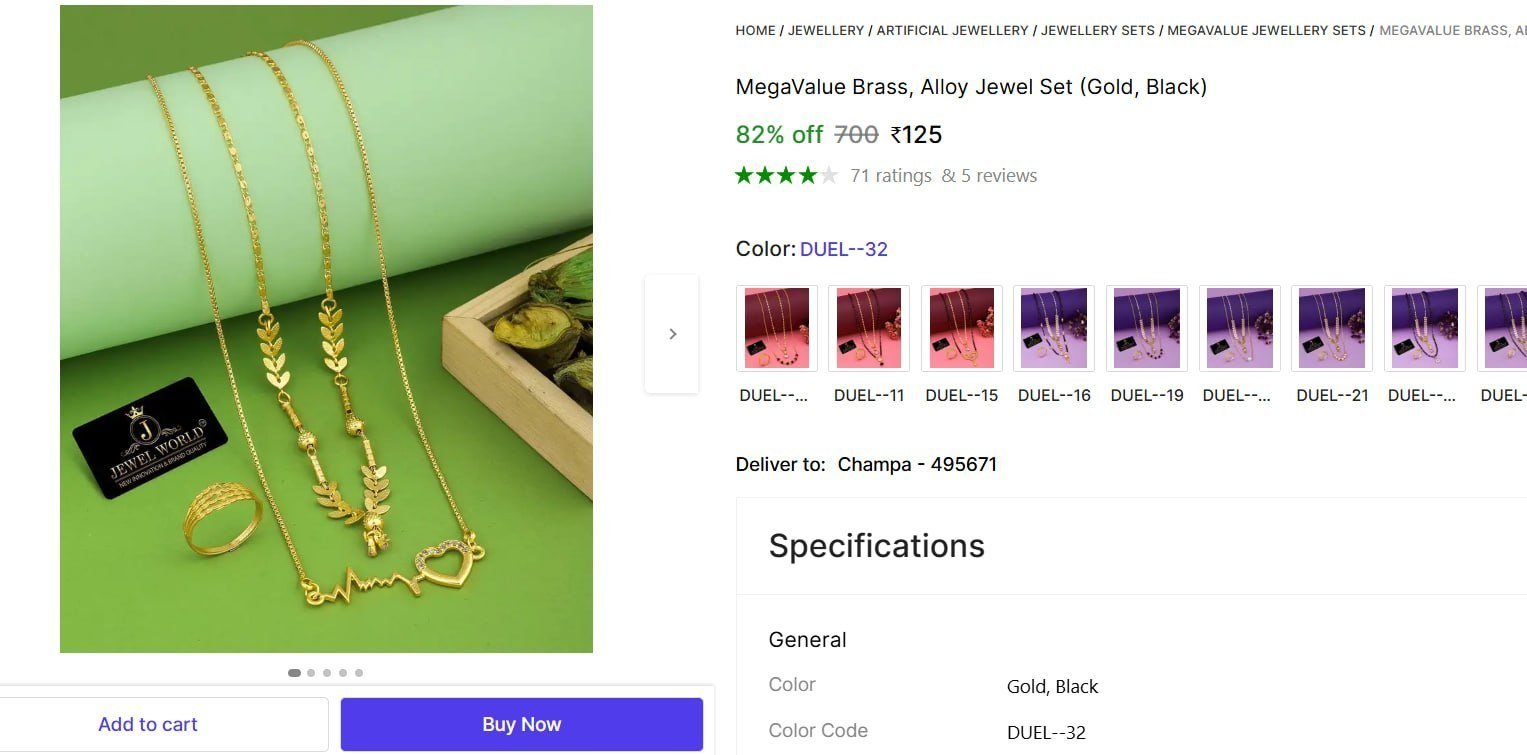 Brass Alloy Jewel Set 125