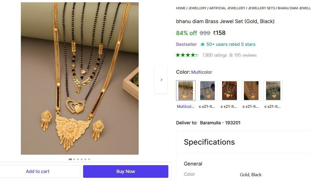 Brass Jewel Set (gold Black) 158