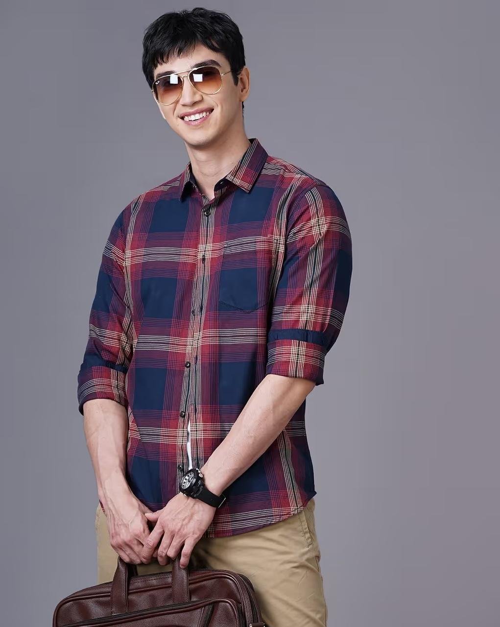 British Club Men Checked Slim Fit Shirt With 