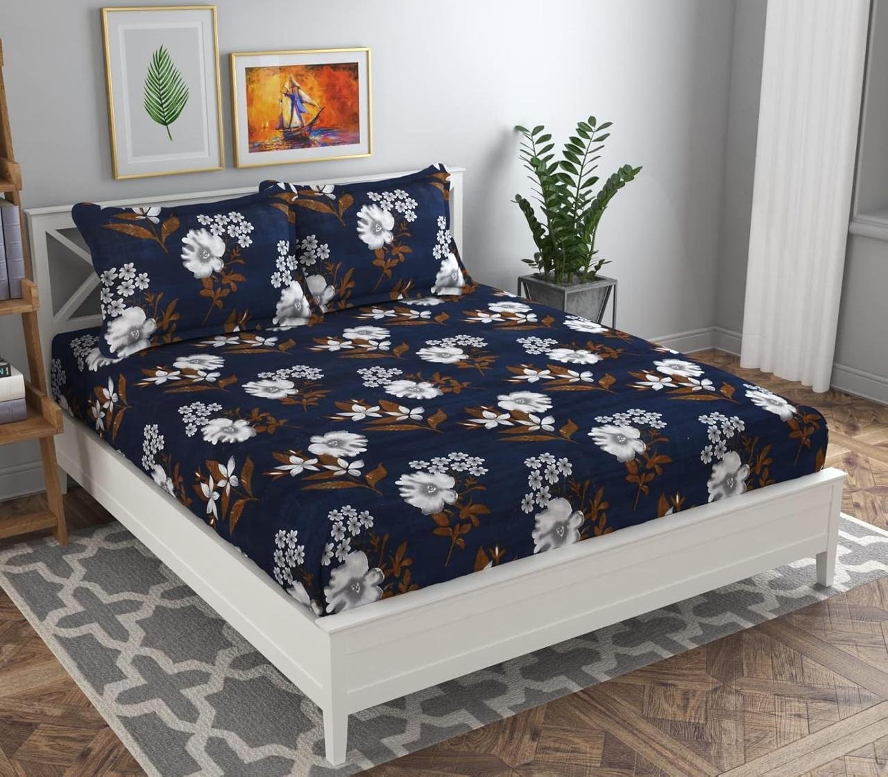 Bsb Home Double Floral Bedsheet With 2 Pillow