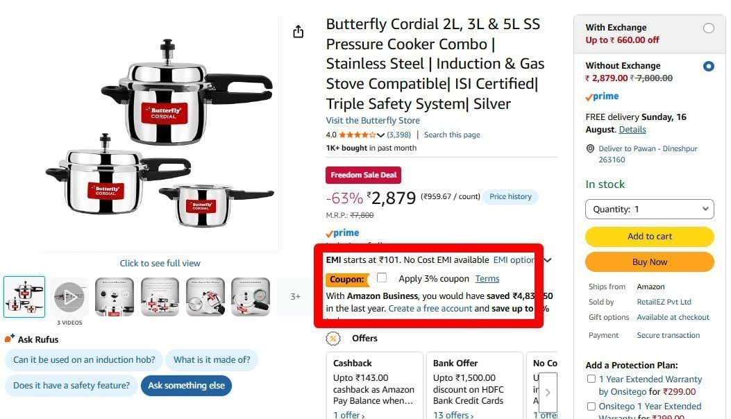 Butterfly Cordial 2l 3l 5l Ss Pressure Cooker