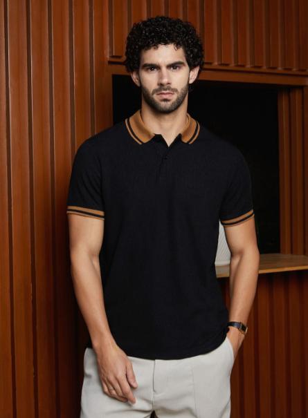 Cahoot Men Solid Polo Collar Cotton T-shirt 5