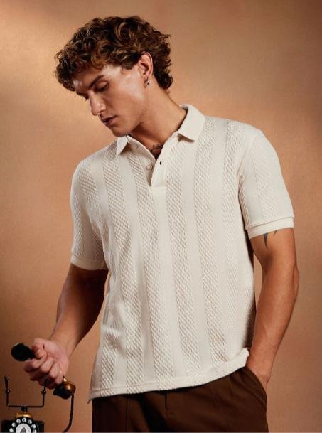 Cahoot Striped Polo Collar Cotton T-shirt 339