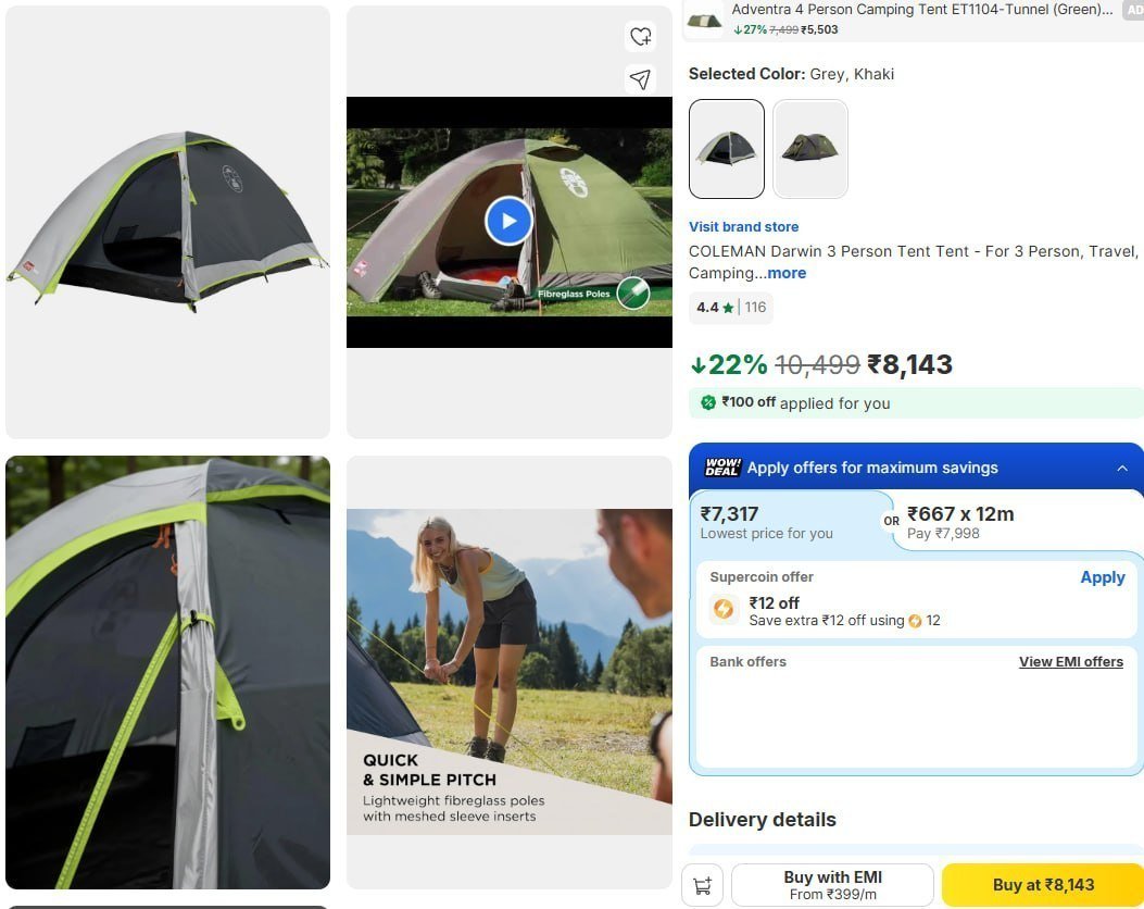 Camping Tent 7328 819 Using Sbi Cc