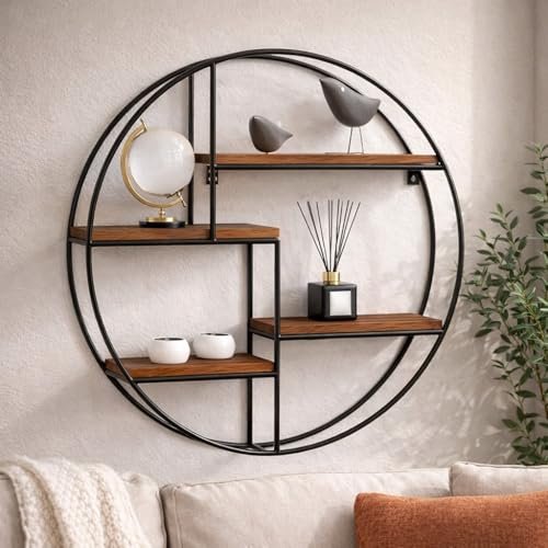 Canogloo Modern Round Wall Shelf Metal Frame 