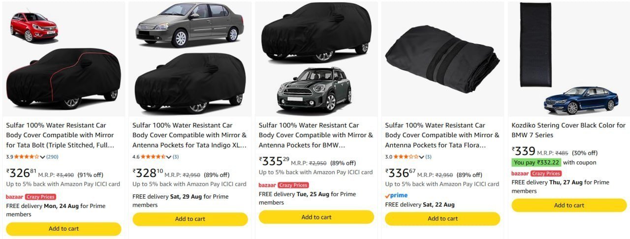 Car Cover From Rs 326