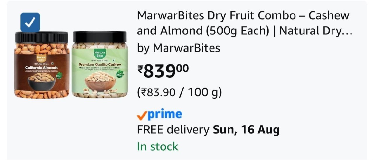 Cashew And Almonds (1kg 500gm X 2) Combo Pack