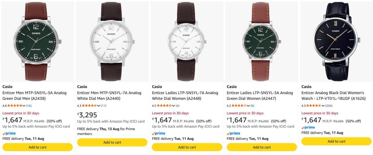 Casio Enticer Watch 1647