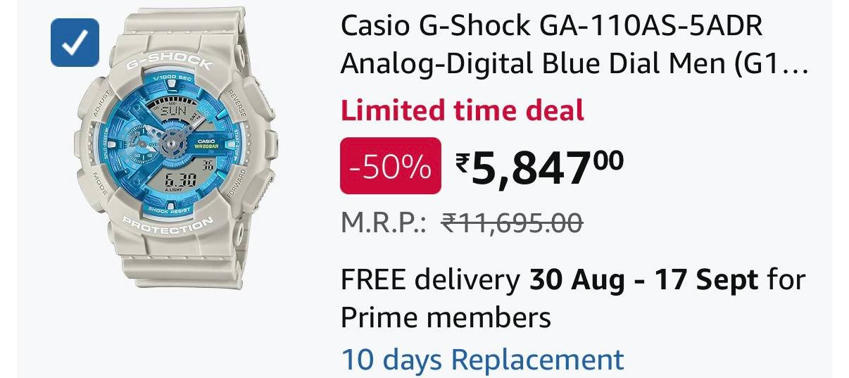 Casio G-shock Blue Dial Men 5847 Regular 8k