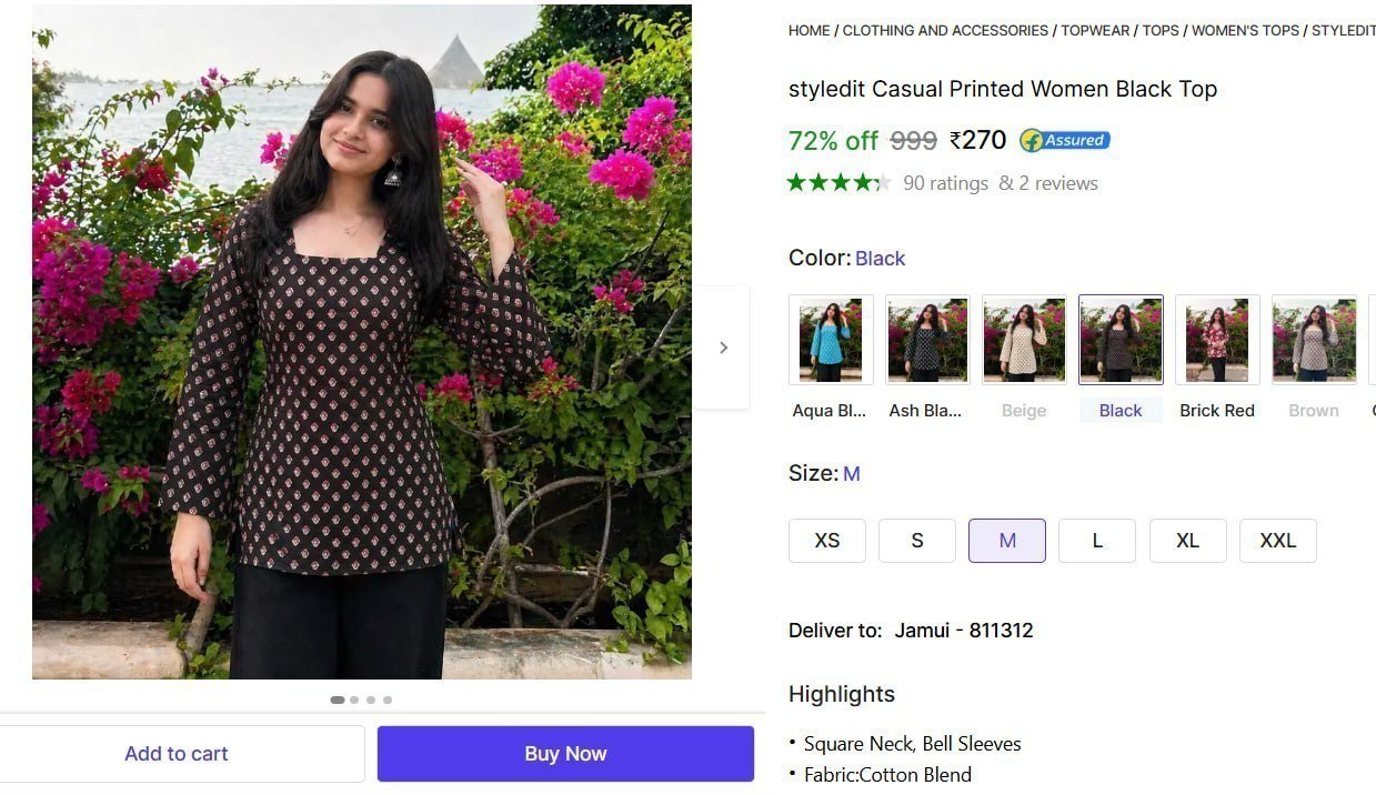 Casual Printed Women Purple Top 270