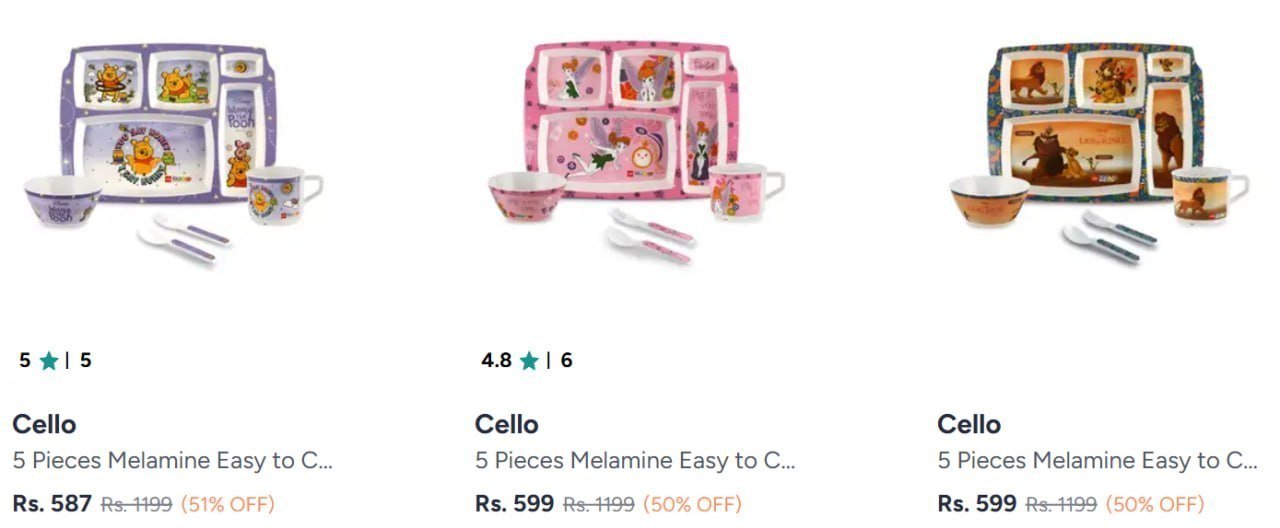 Cello Borosil Dinner Set Starts 587