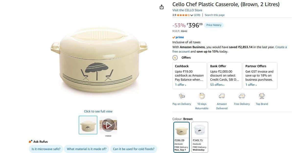 Cello Casserole 2 Litres 396
