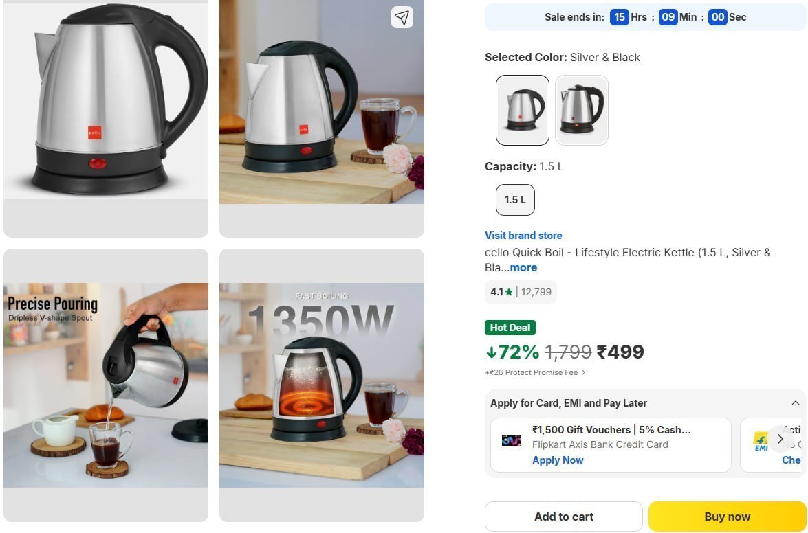 Cello Electric Kettle 1 5l 499