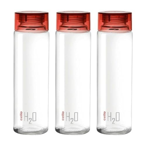 Cello H2o Glass Water Bottle Set Of 3 Pcs For