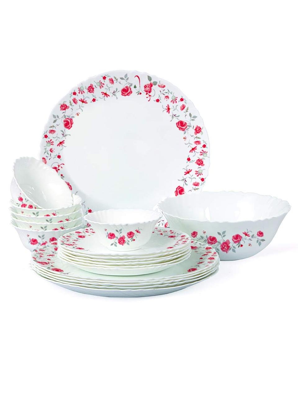 Cello Imperial Red Rose Fantasy Opalware Dinner Se
